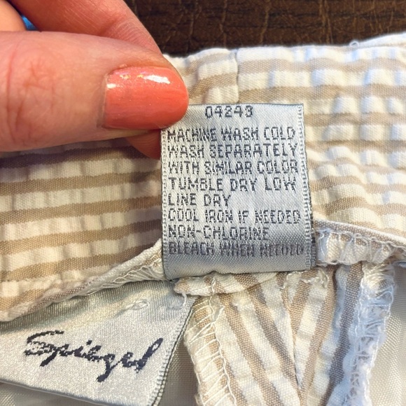 Vintage Spiegel Seersucker Striped Pants Tan and White  Size 2 - Picture 5 of 5
